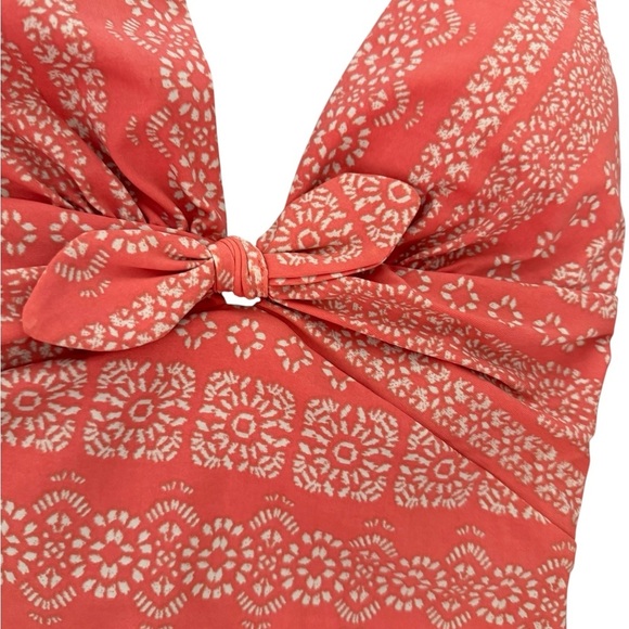 Robin Piccone Isla One Piece Tie Front Swimsuit - Coral Orange Cream Size 6 NWOT - Picture 5 of 11